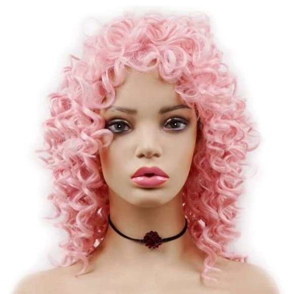Pink Curly Hair Wig - Picture 1 of 5